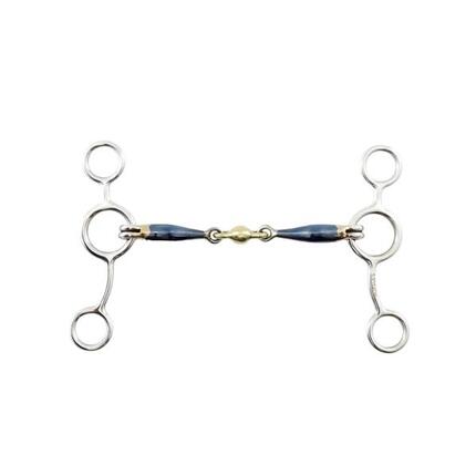 Mors pessoa double brisure en fer bleu pour cheval Premier Equine