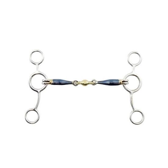 Mors pessoa double brisure en fer bleu pour cheval Premier Equine
