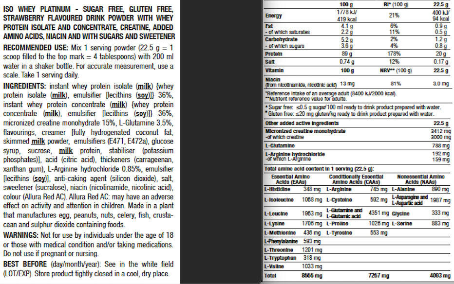 Iso Whey Platinum - 908g Fresa Biotech USA 3/5
