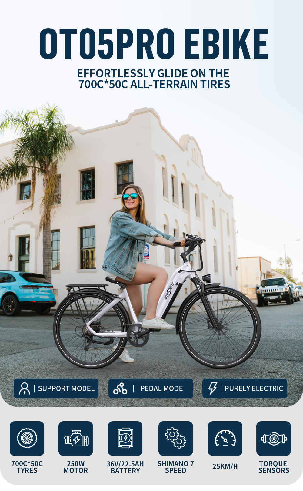 ONESPORT OT05 PRO Electric Bicycle Adult 36V 22.5AH Battery 250W motor E-bike 5/14