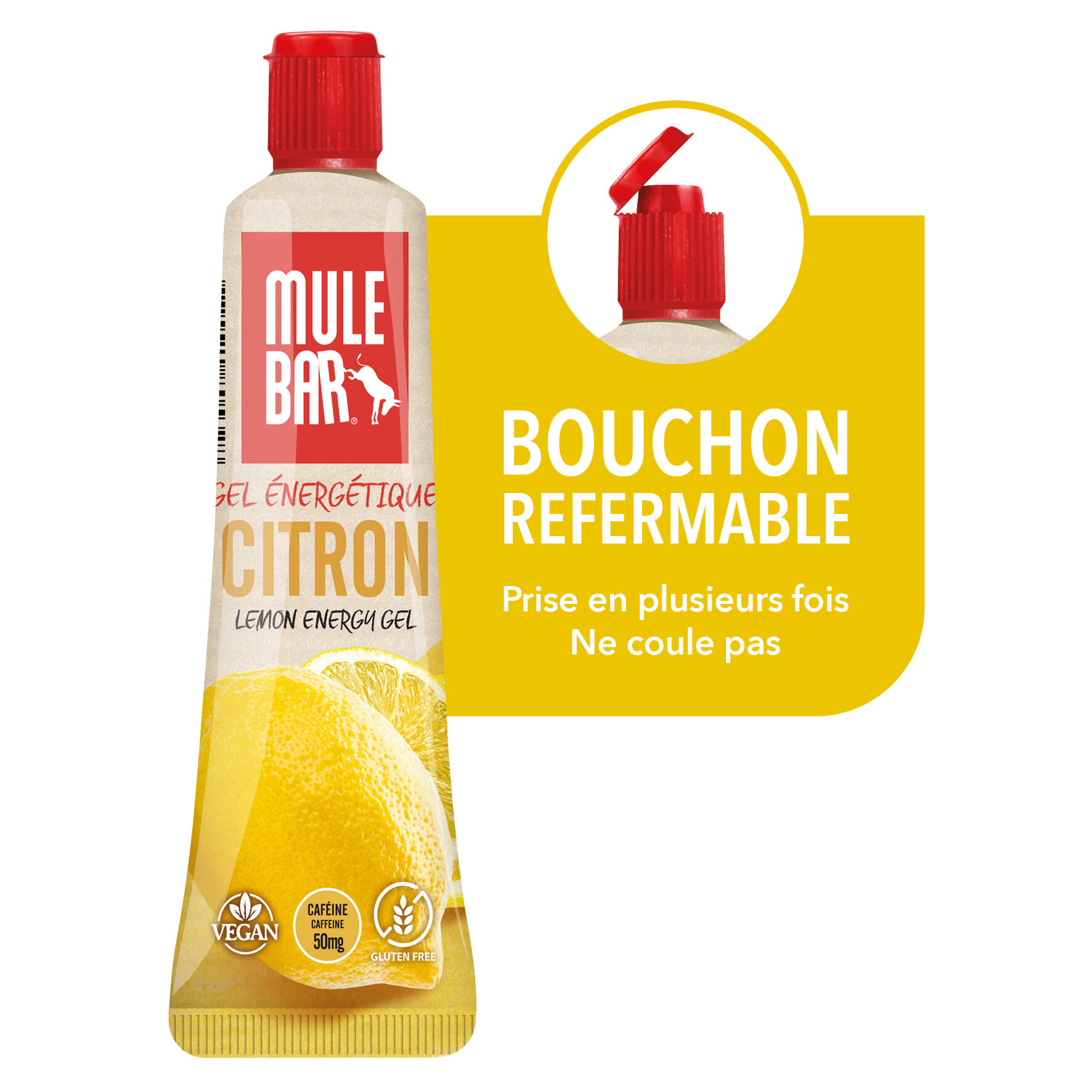 Gel énergétique - vegan - sans gluten - bouchon refermable - 37g - Citron 3/7