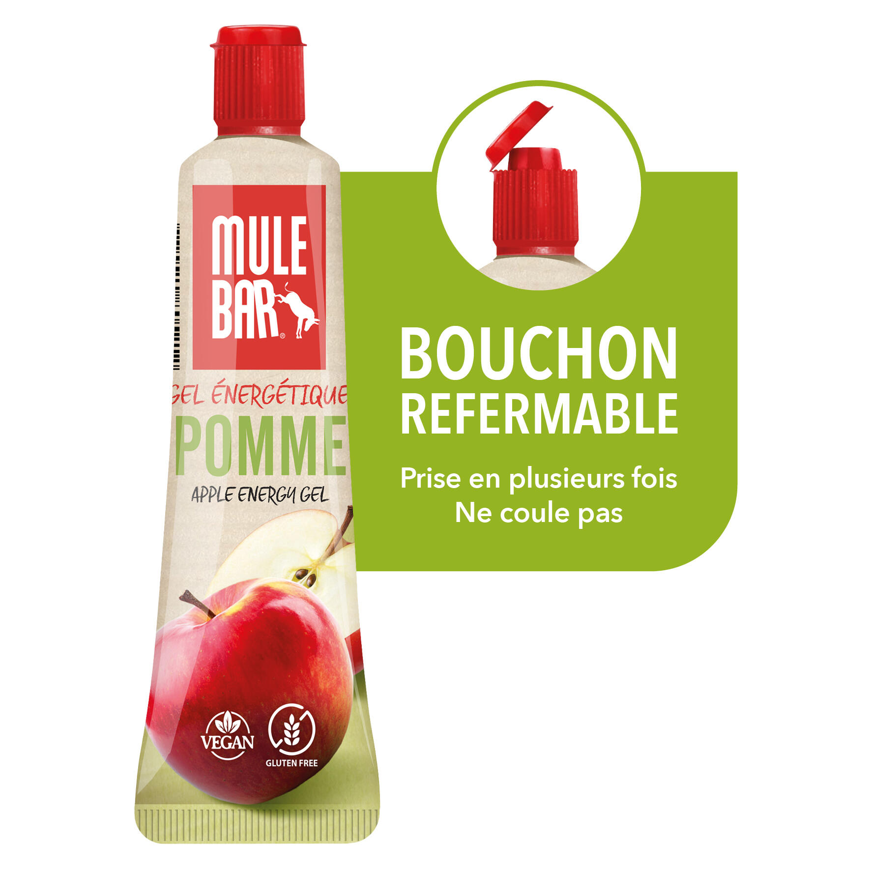 Gel énergétique - vegan - avec bouchon refermable - sans gluten - 37g - Pomme 3/7