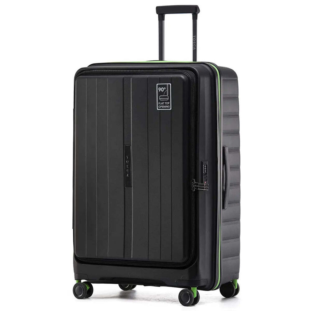 Tosca Cruiser 77 cm Front Opening 4-Wheel Expandable Suitcase - Black / Lime