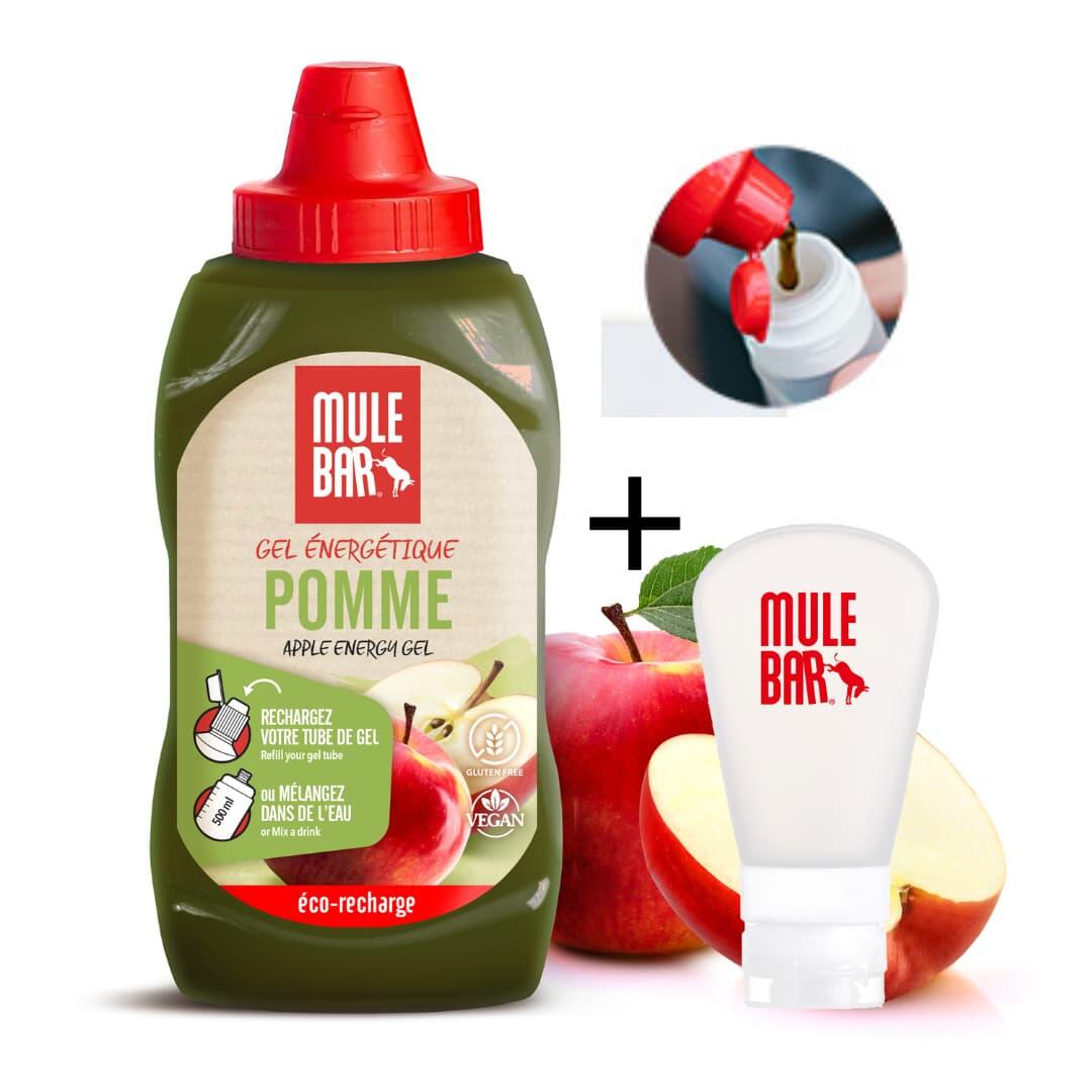 Eco-recharge 12 gels ou boisson énergétique - Mulebar - vegan - 444g - Pomme 2/6