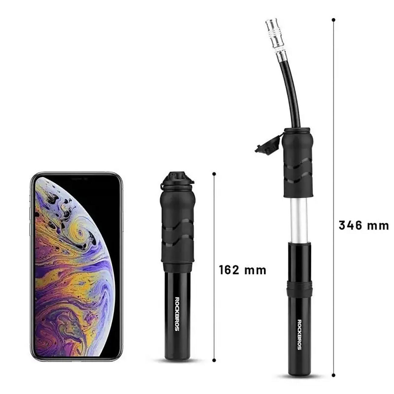Rockbros mini handpomp voor fietsen met Presta- en Schrader-slangen 4/7