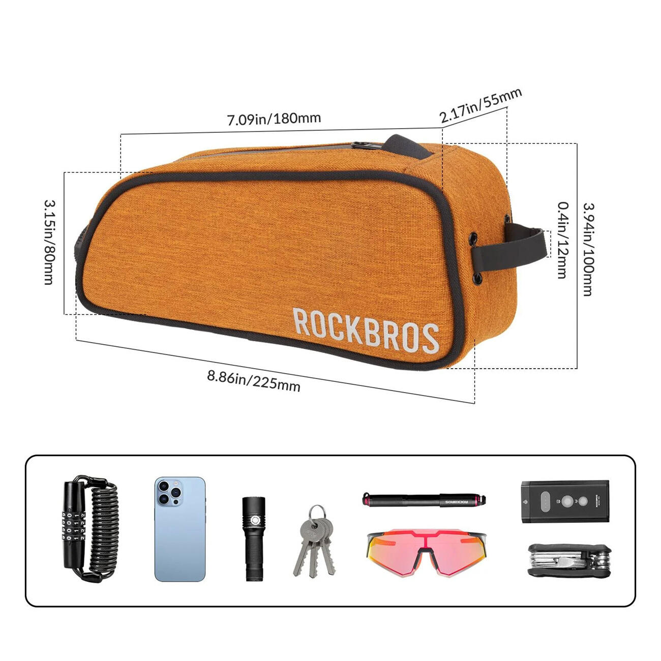 Borsa da bici impermeabile Rockbros da montare sul tubo superiore, 0,7 litri 3/5
