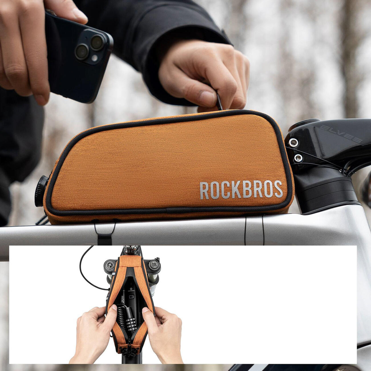 Borsa da bici impermeabile Rockbros da montare sul tubo superiore, 0,7 litri 5/5
