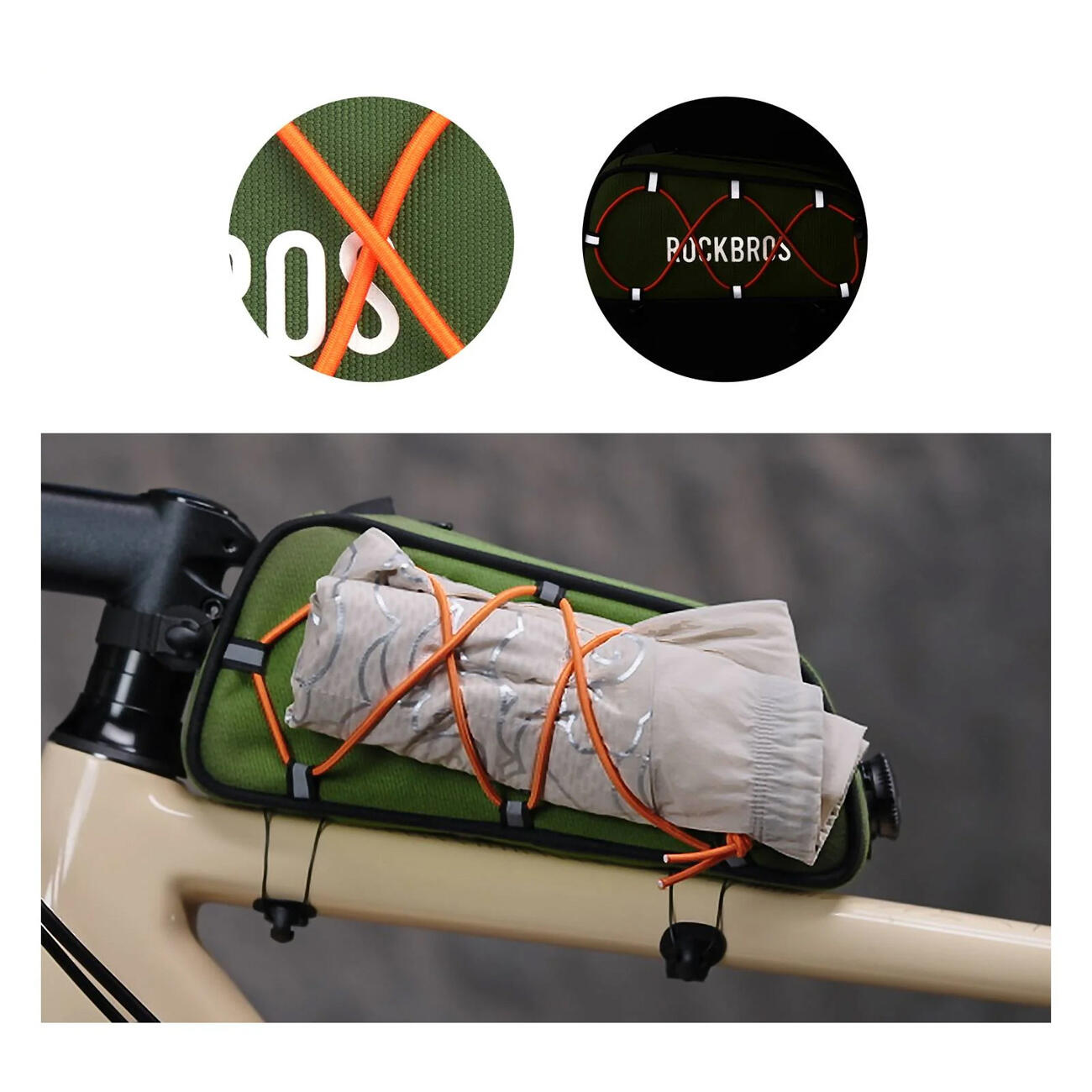 Borsa da bicicletta Rockbros impermeabile da montare sul tubo superiore 0,7L 3/4