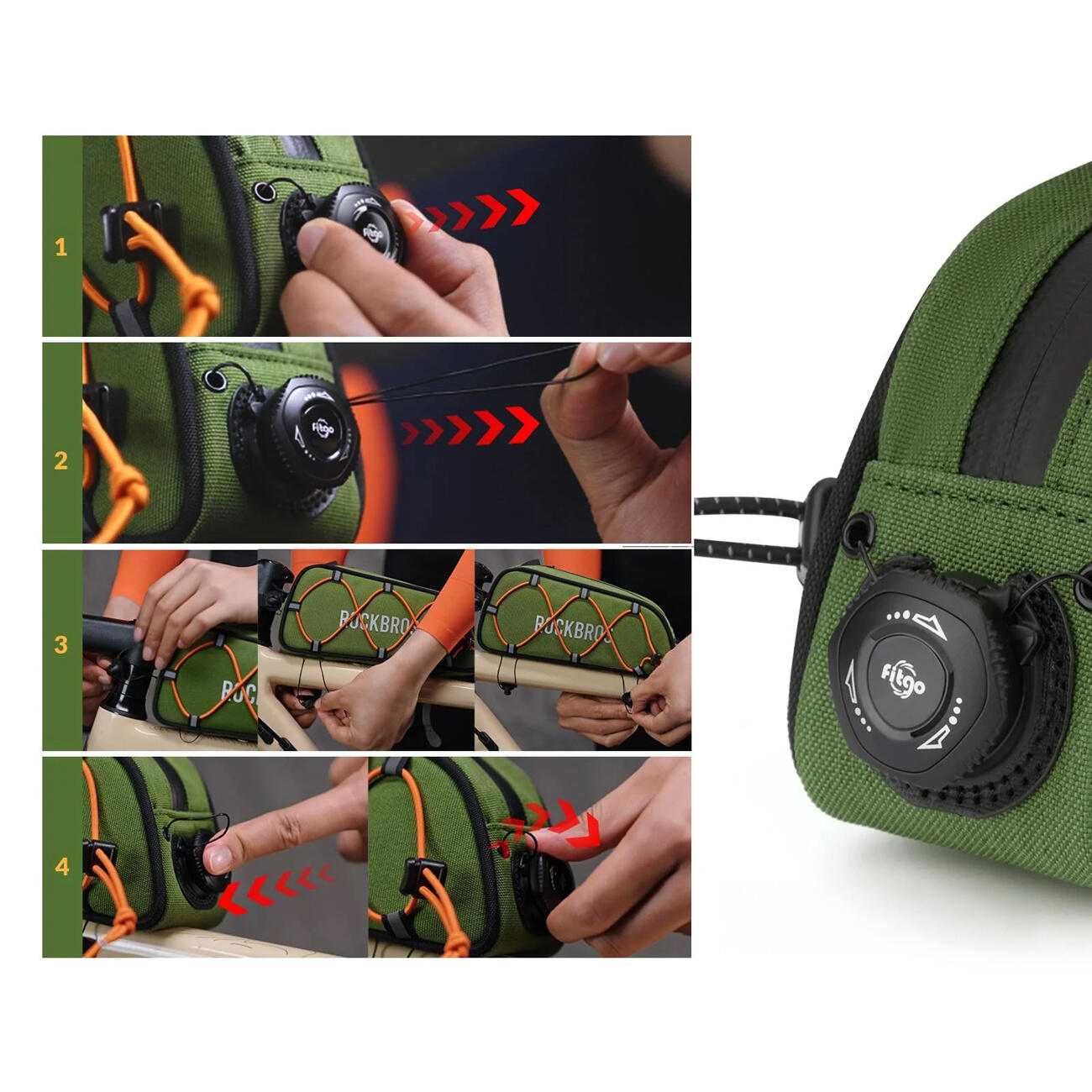 Borsa da bicicletta Rockbros impermeabile da montare sul tubo superiore 0,7L 2/4