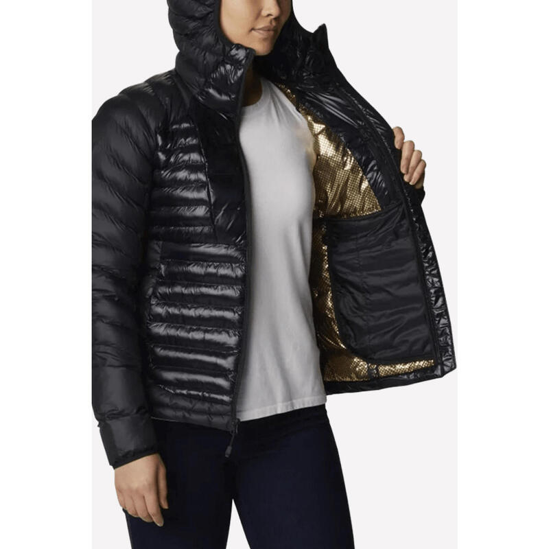 Geacă de puf drumeție femei Labyrinth Loop Hooded negru