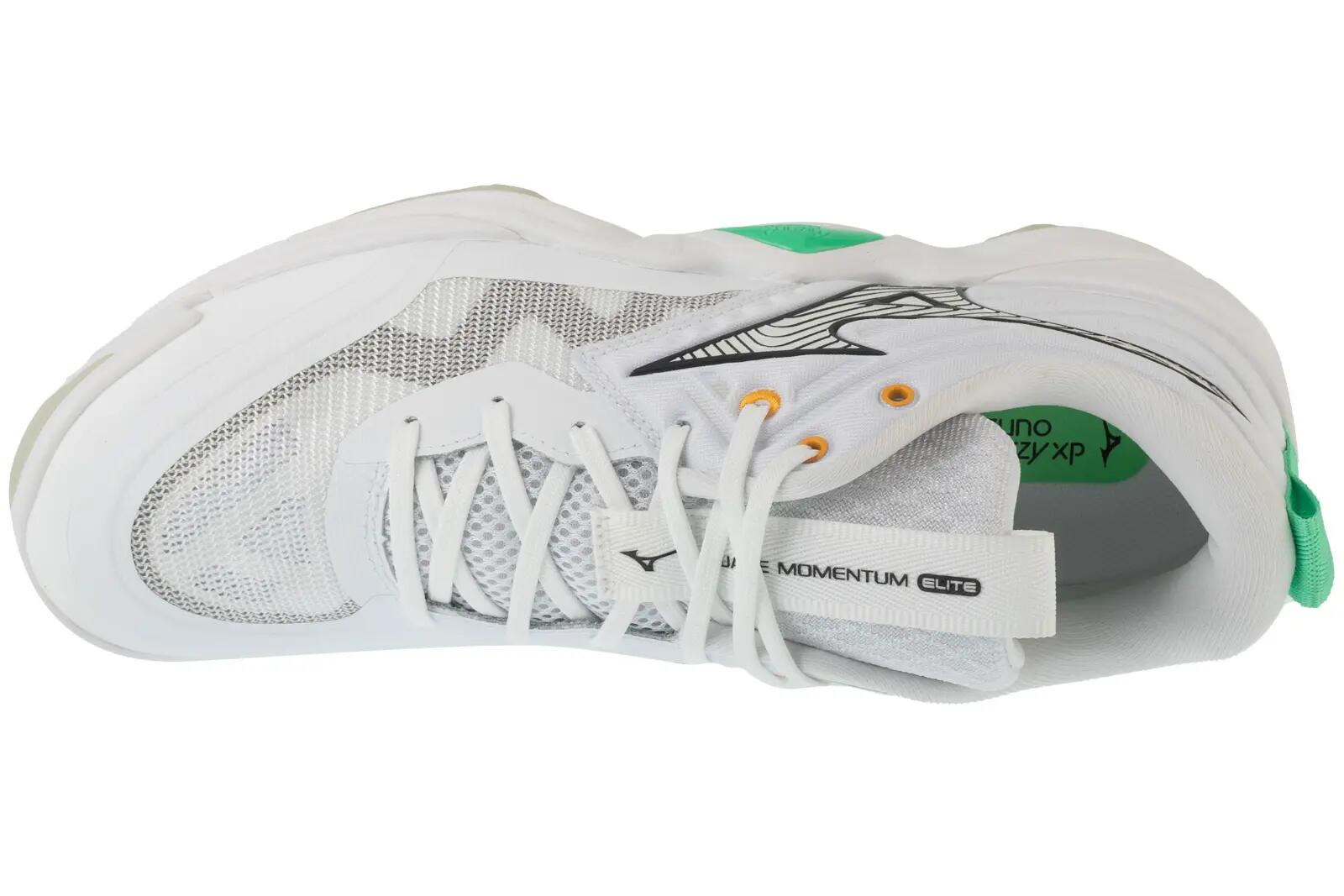 Chaussures de volley Mizuno Wave Momentum Elite Blanc et Vert 3/4