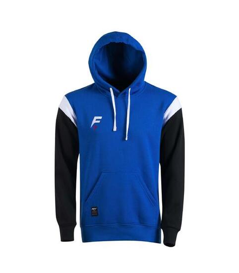 Sweat capuche de rugby Force XV CONQUETE bleu-noir