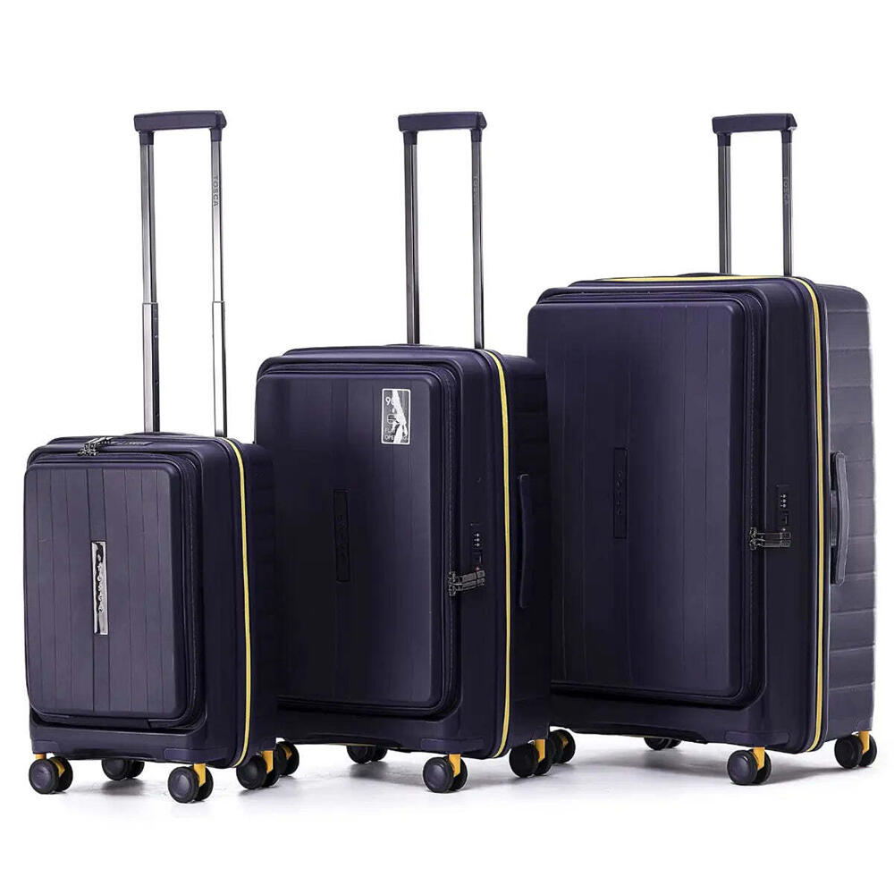 3pc Tosca Cruiser Expandable Suitcase Set Purple / Yellow Small, MED / LRG