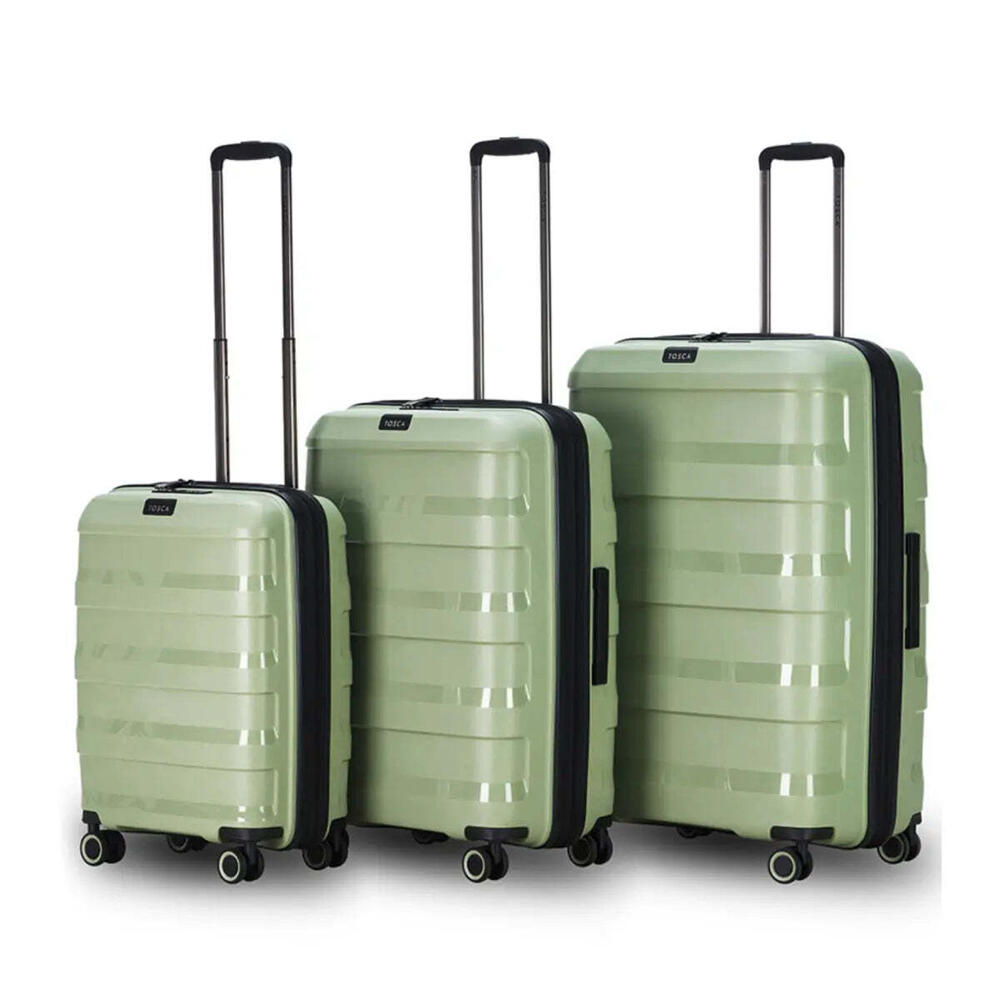 Tosca Comet 4-Wheel Expandable Suitcase Set of 3 Sage Small, MED / LRG