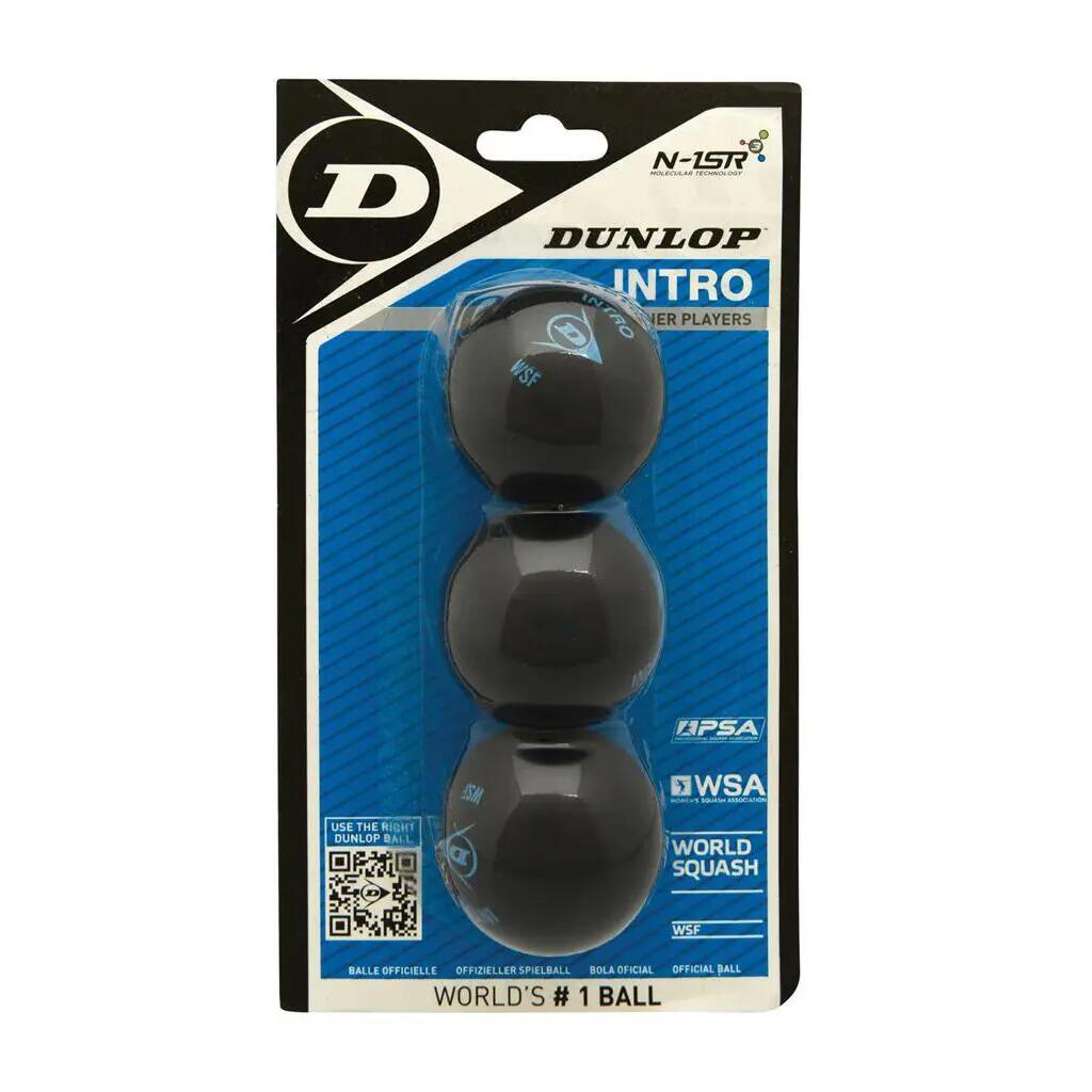 Pack de 3 pelotas de squash Dunlop intro blister 3/4