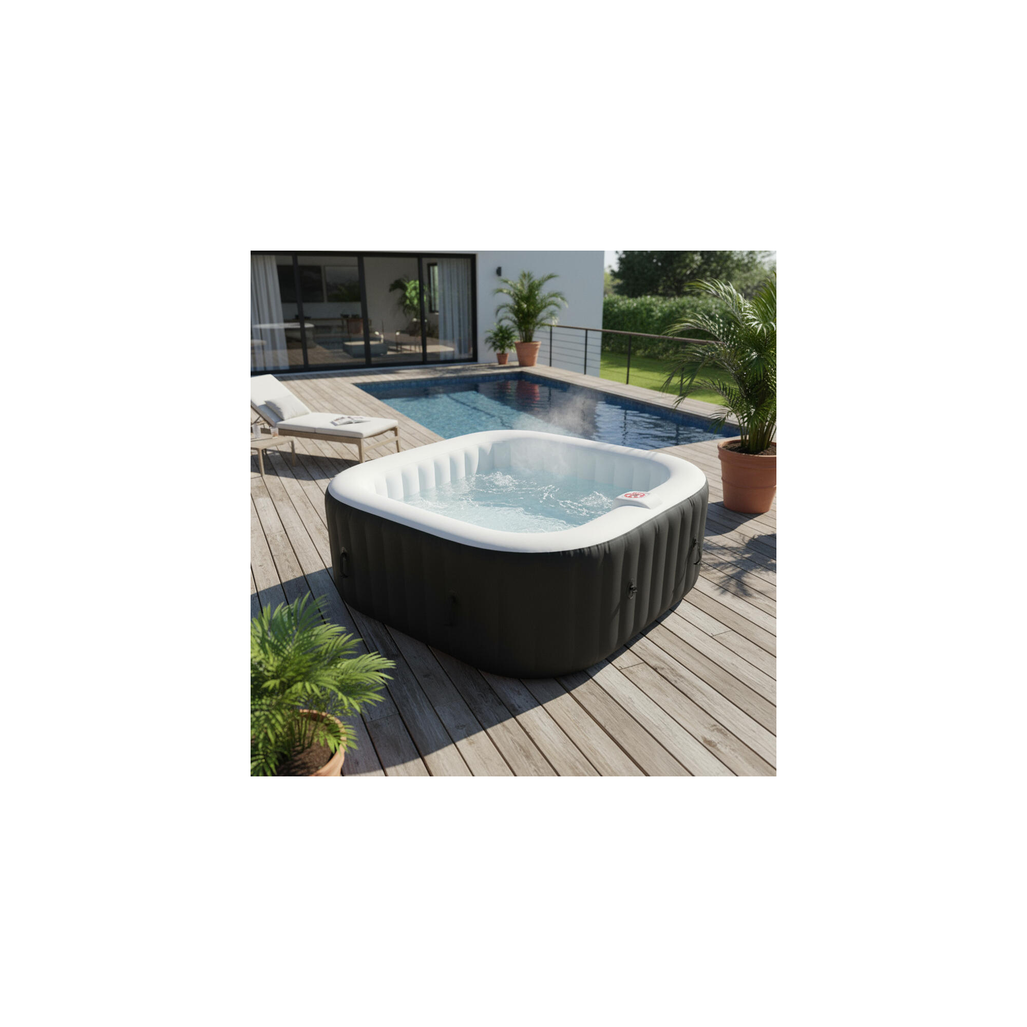 Spa gonflable 6 places carré - Ospazia - 185 x 185 cm - Filtre et bâche inclus 4/7