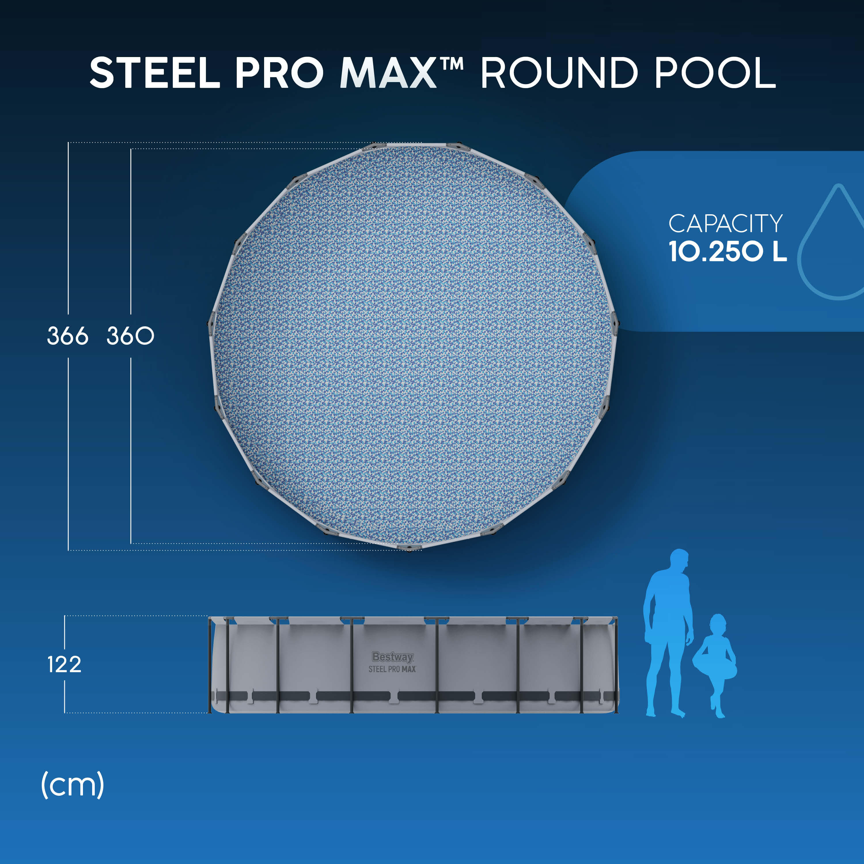Bestway 56927-7 Piscina base fuori terra Steel Pro Max da 366x122 cm 2/7