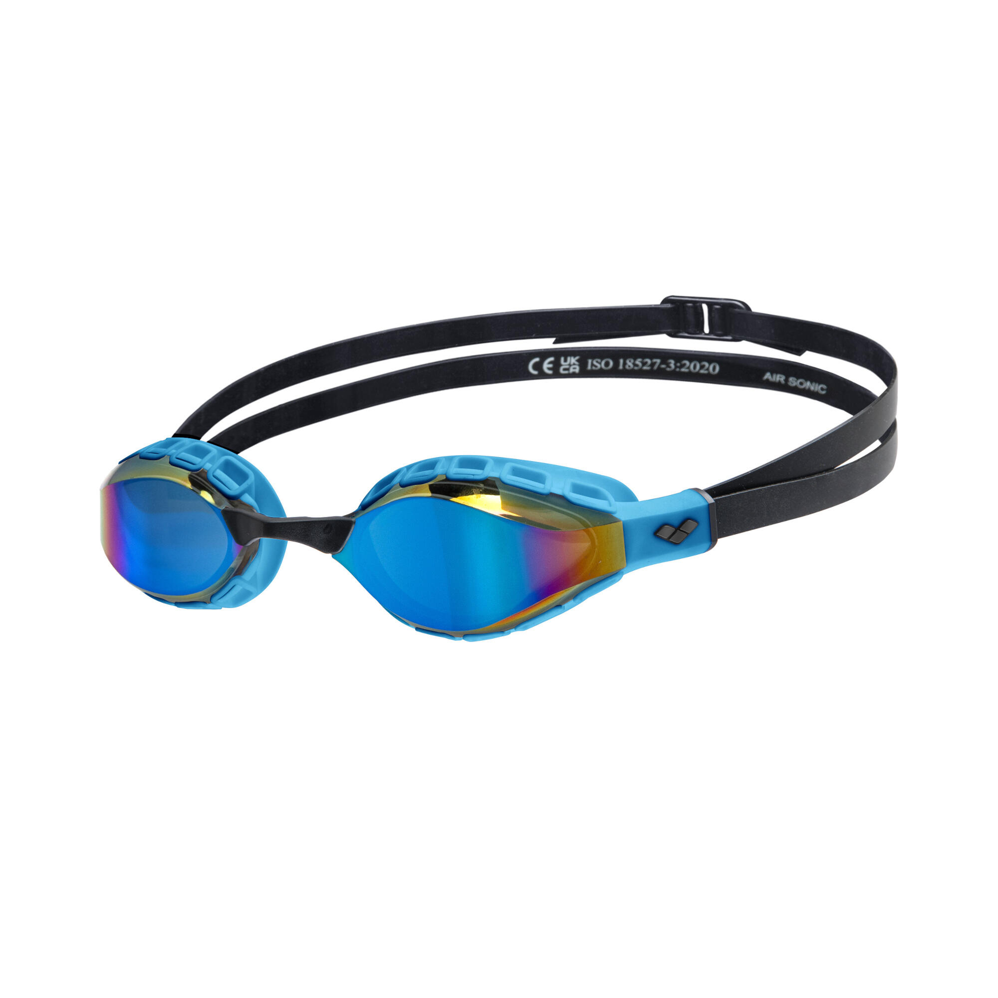 Arena Air Sonic Mirror Black and Blue Mirrored Swimming Goggles 7/7