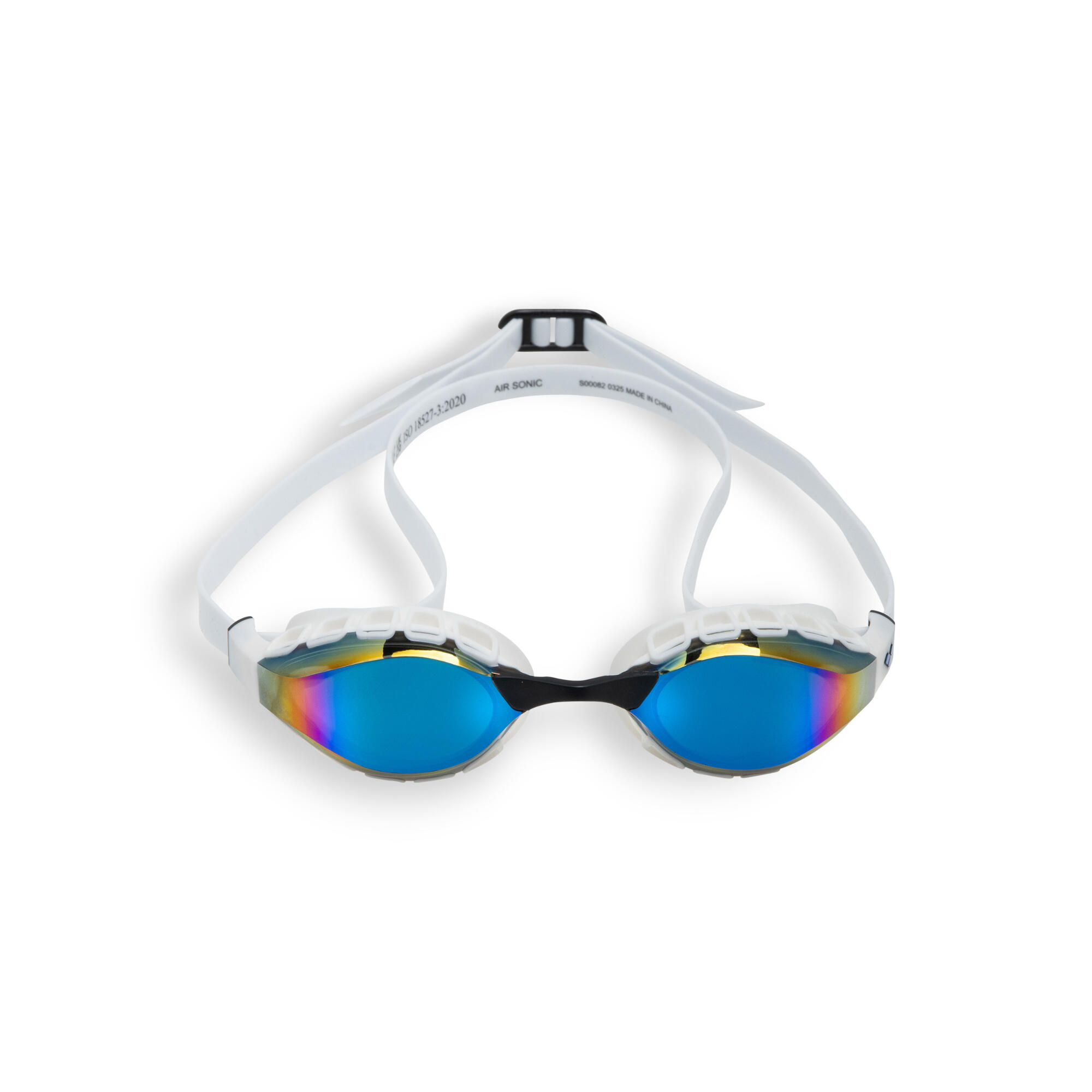 Occhialini da nuoto Arena con lenti a specchio Air Sonic Mirror, bianchi e blu 9/14