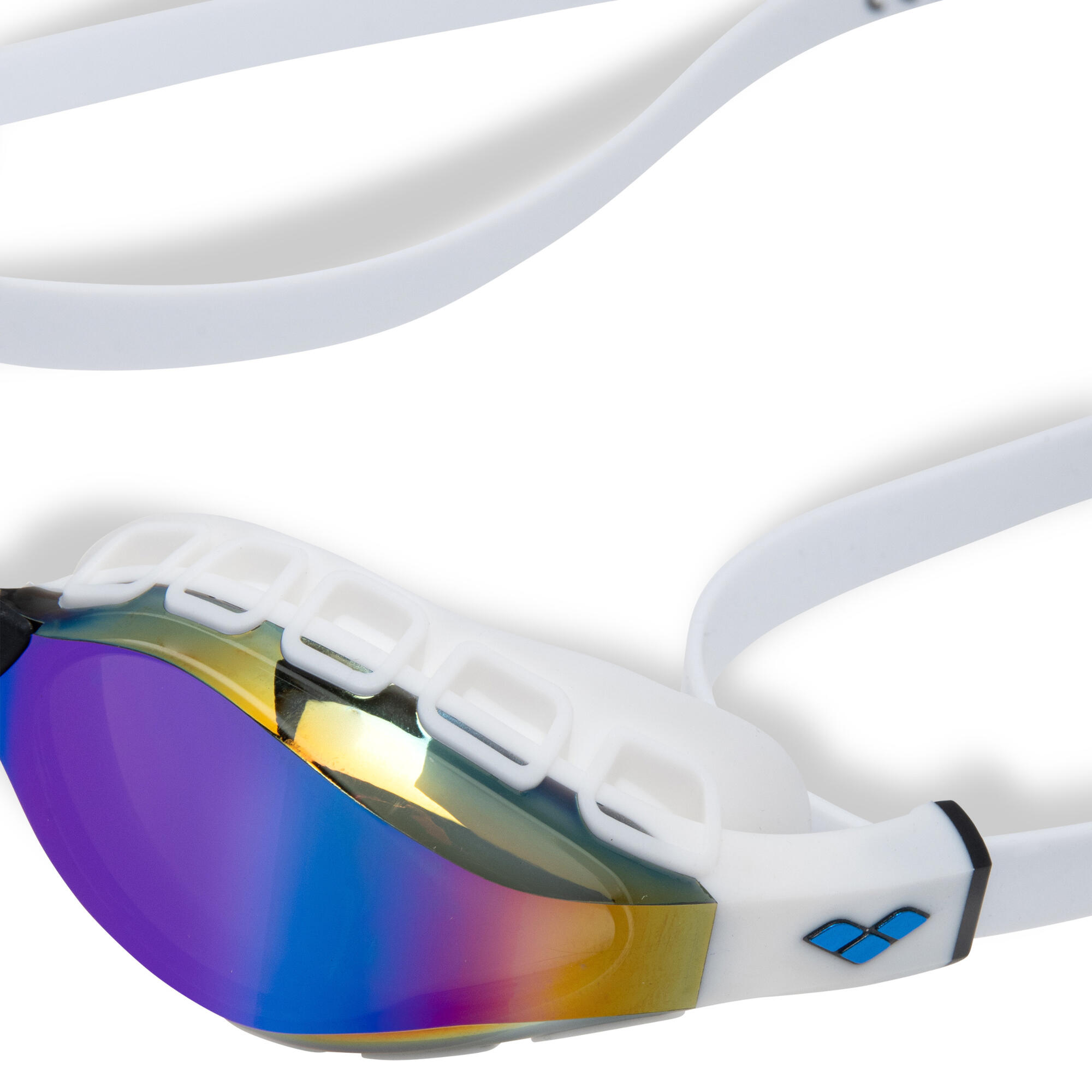 Occhialini da nuoto Arena con lenti a specchio Air Sonic Mirror, bianchi e blu 11/14
