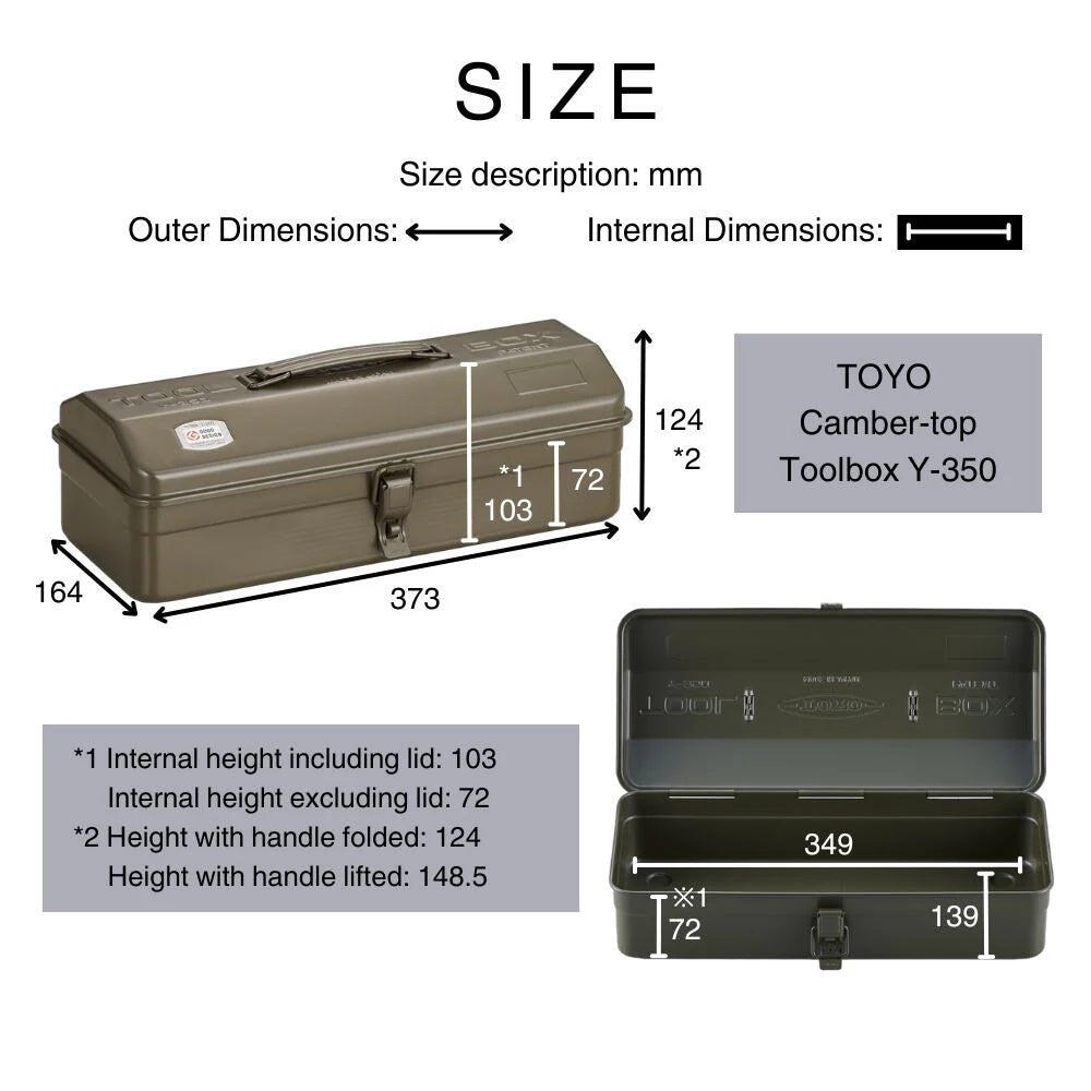Toyo Steel Camber-Top Toolbox Tool Box Y-350 - Blacck