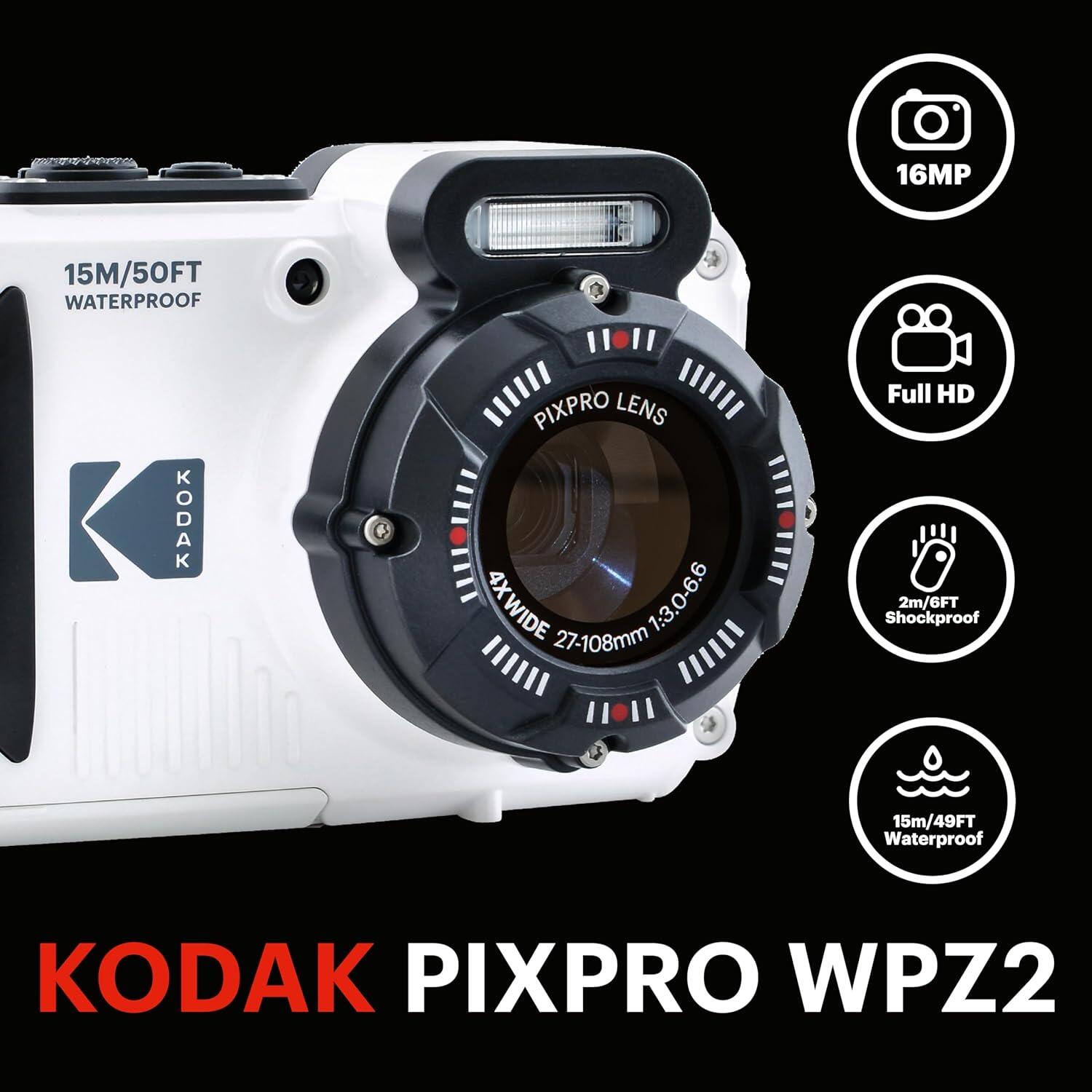 Cámara compacta Kodak Pixpro WPZ2 resistente al agua – Blanco 2/7