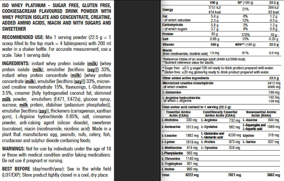 Whey isolate - Iso Whey Platinum - Biscuits et Crème 3/3