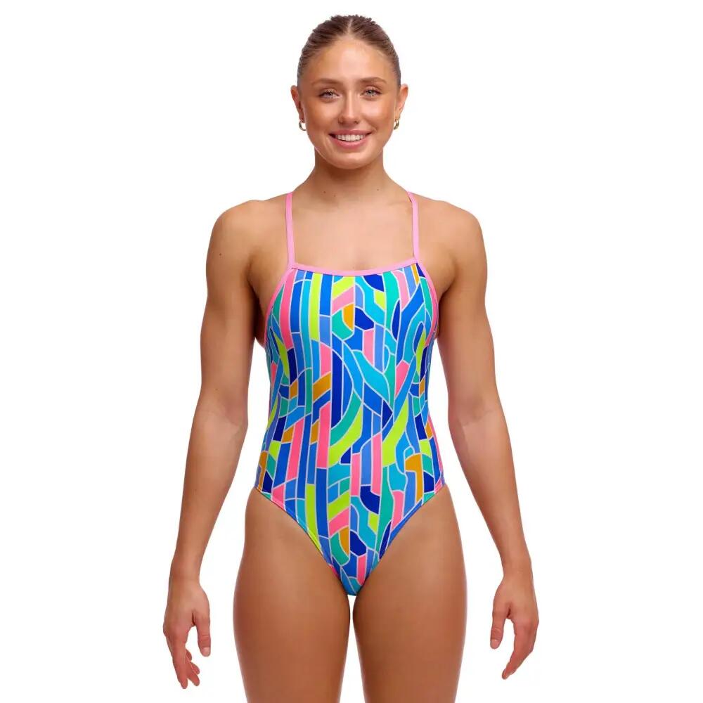 Funkita Pillared Tie Me Tight Swimsuit - Blue/Pink