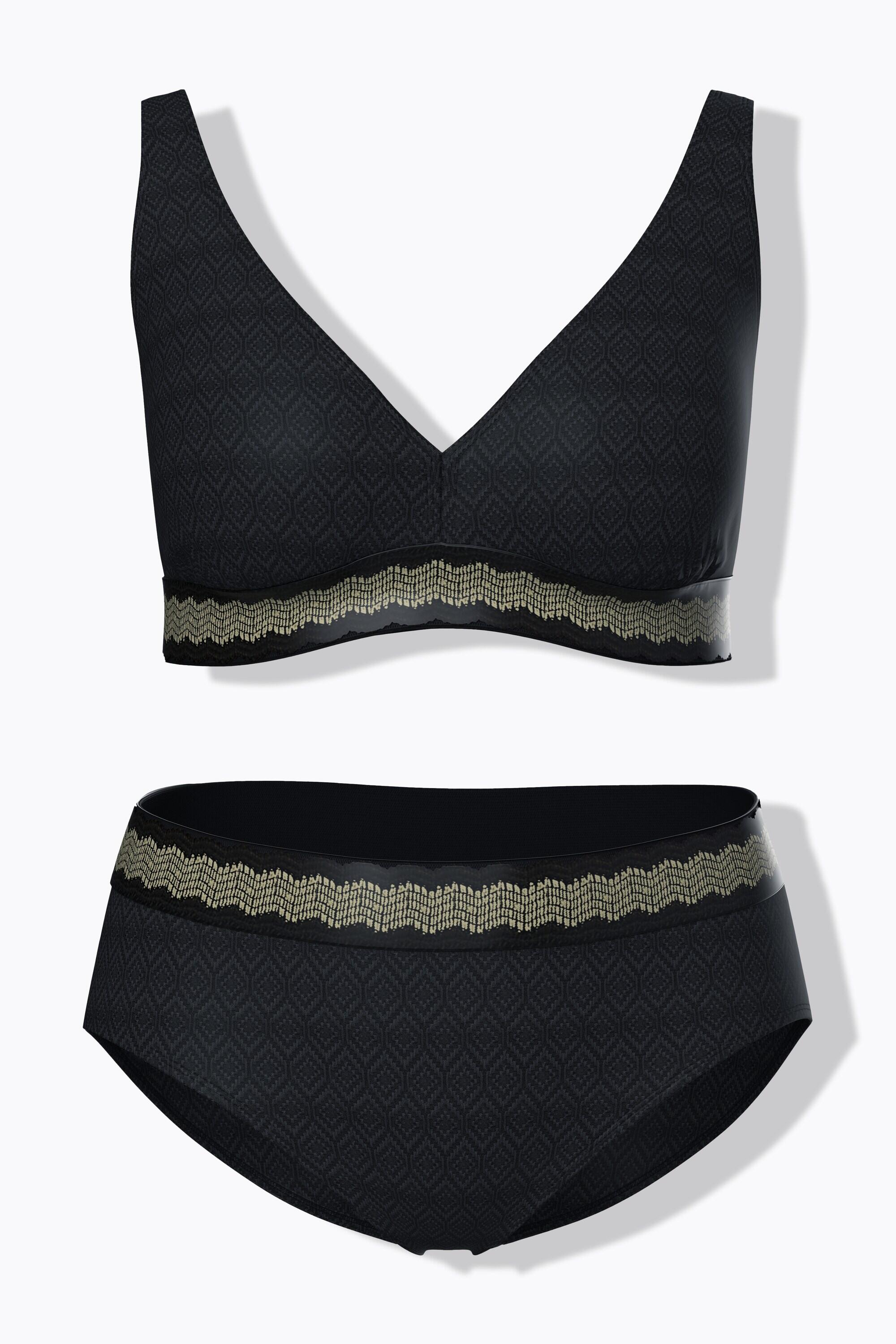 Femme Bikini avec bonnets souples bretelles ajustables et bandes avec motif doré 7/7