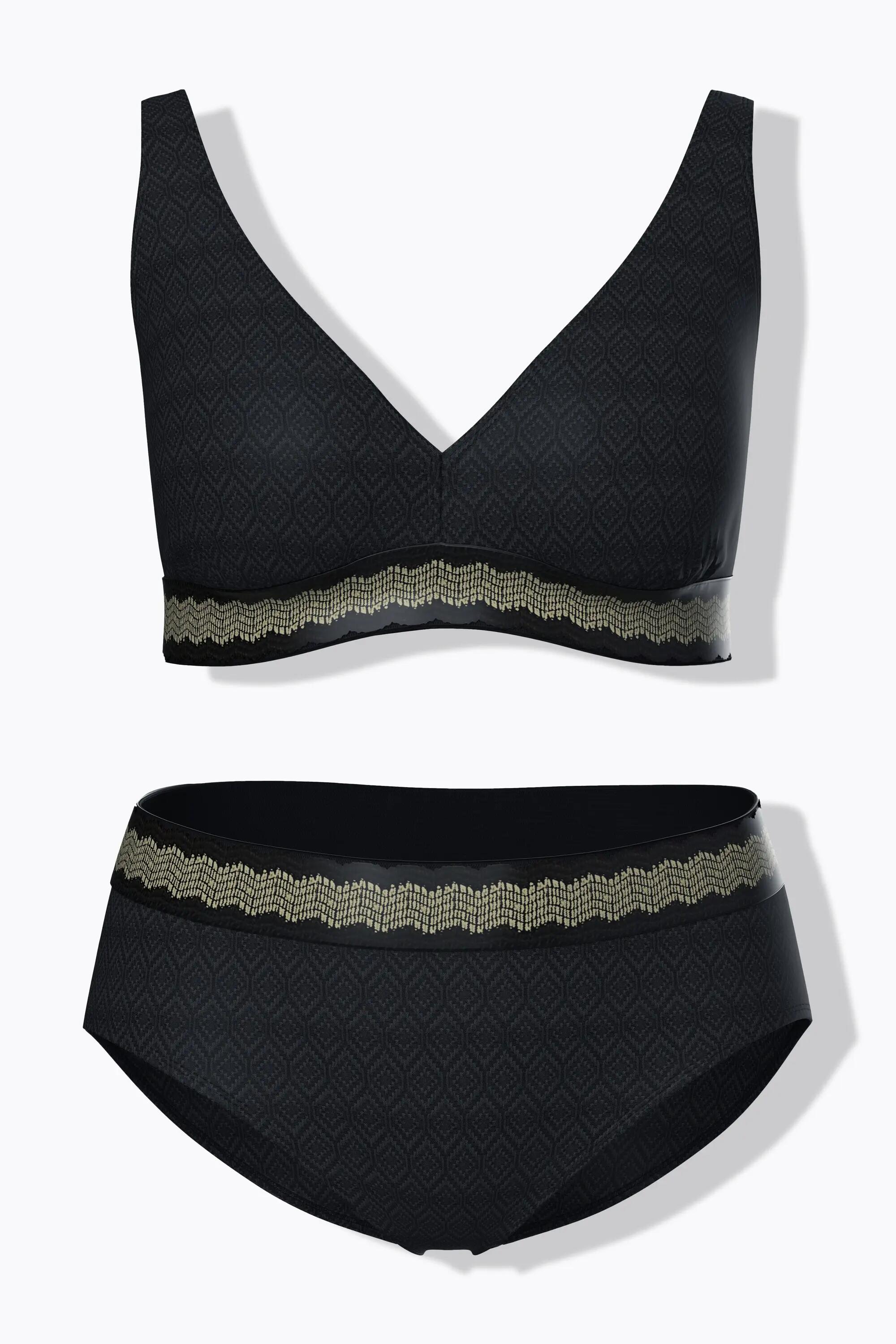 Dames Bikini goudkleurige galon zachte cups verstelbare bandjes 7/7