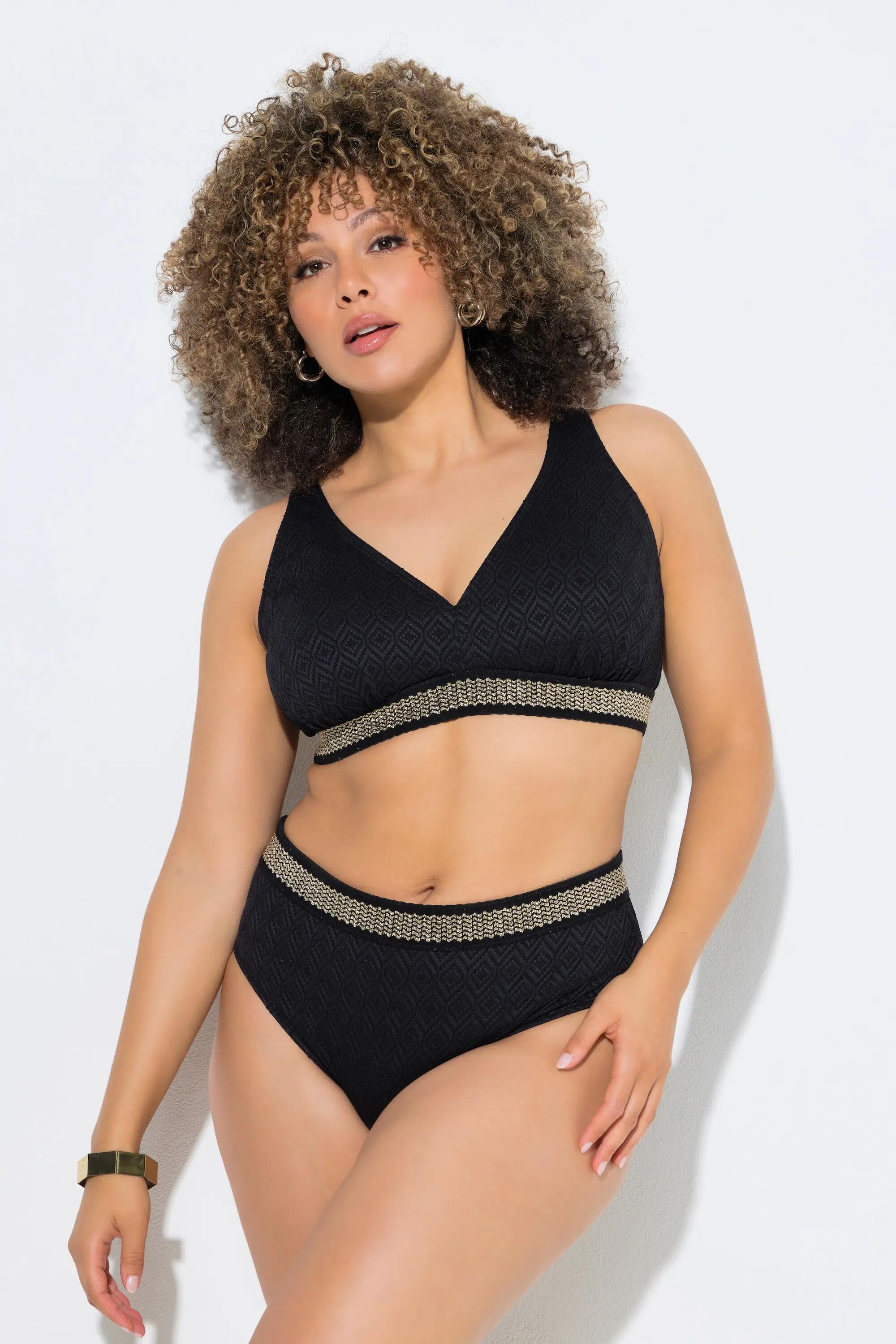 Dames Bikini goudkleurige galon zachte cups verstelbare bandjes 6/7