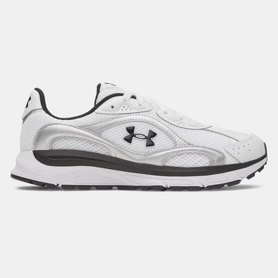 Ua tech runner herenschoen under armour wit, zilver en zwart