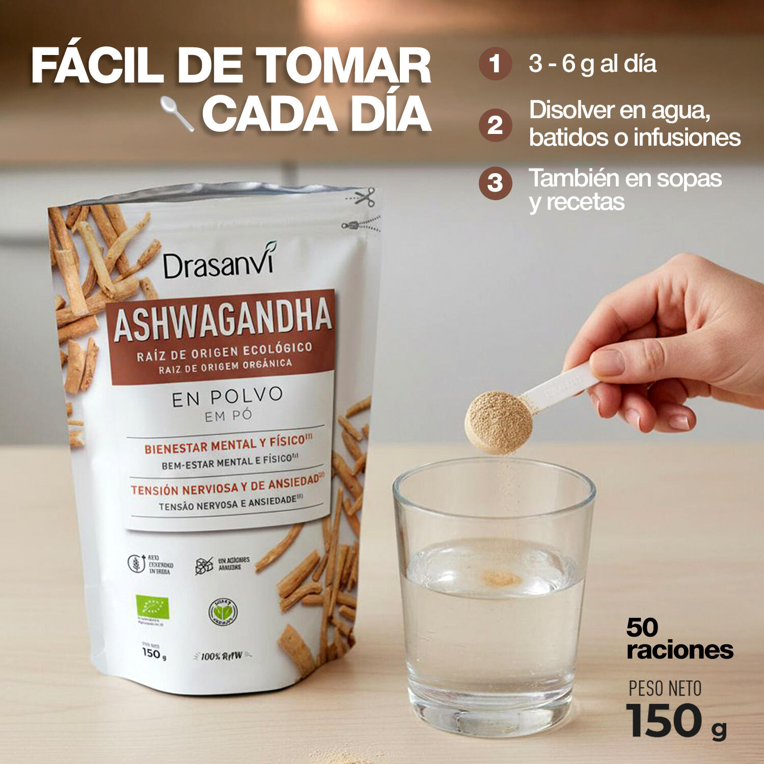 Ashwagandha Bio en Polvo 150 g – Drasanvi 5/5