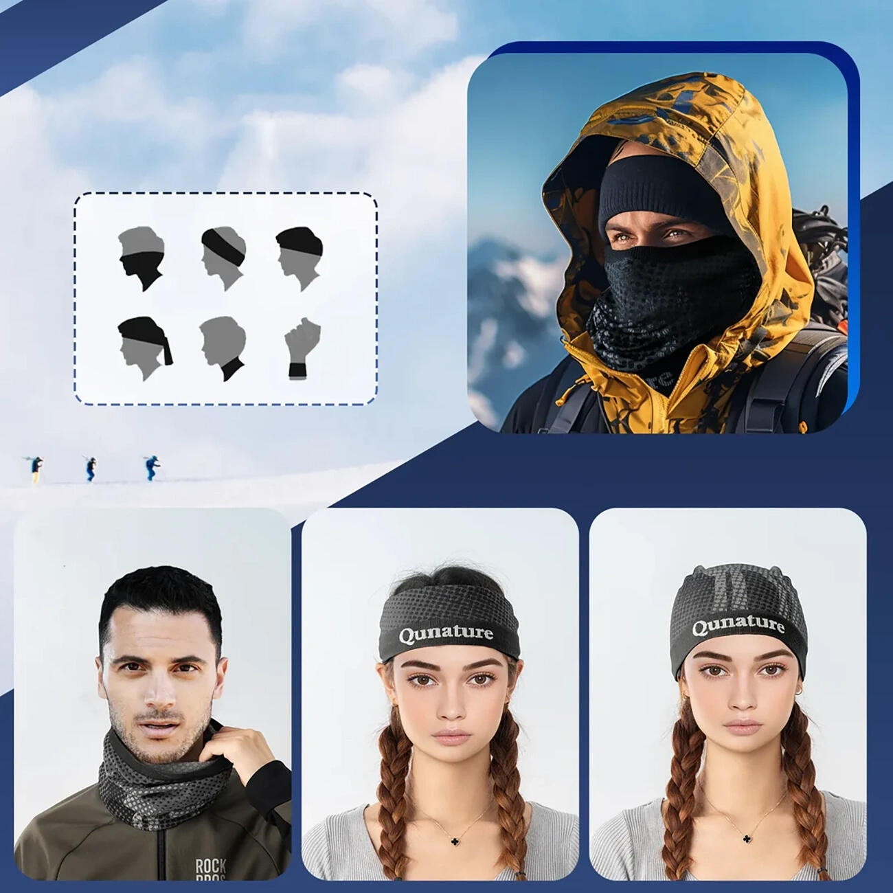 Bandana sportiva unisex Qunature per sci, sciarpa 3/7