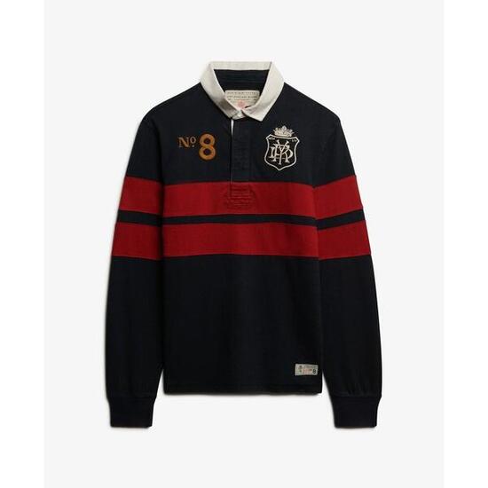 Polo manches longues double emblème à rayures Superdry Rugby
