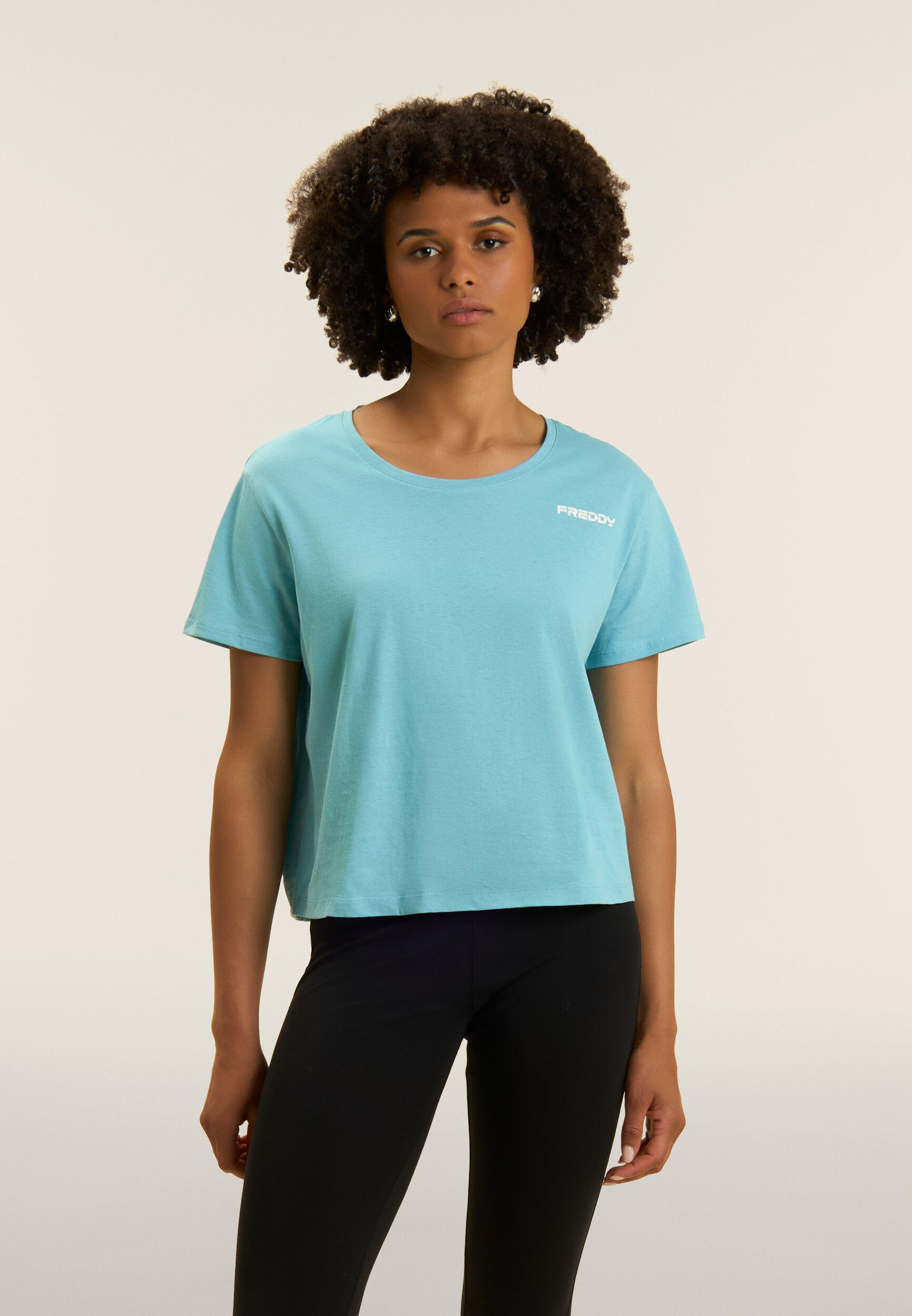 Cropped T-shirt met korte mouwen en klein FREDDY-logo 2/4