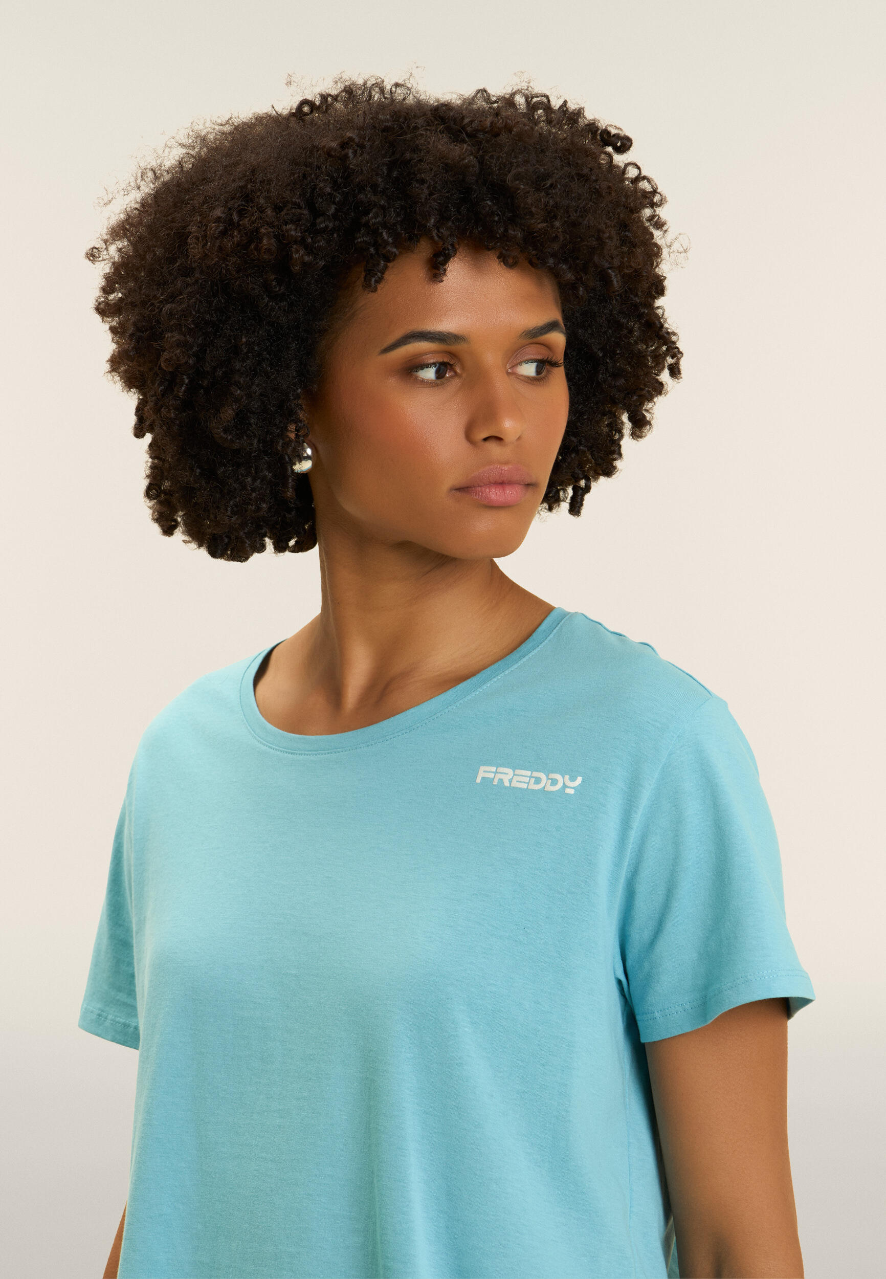 Cropped T-shirt met korte mouwen en klein FREDDY-logo 4/4