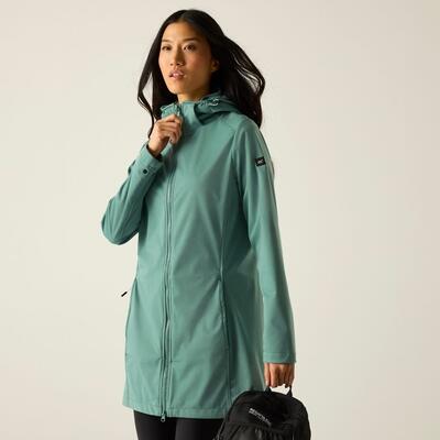 Womens Carisbrooke Water-Repellent Longline Hooded Softshell Jacket