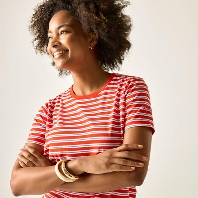 Dames bayletta t-shirt met korte mouwen en strepen