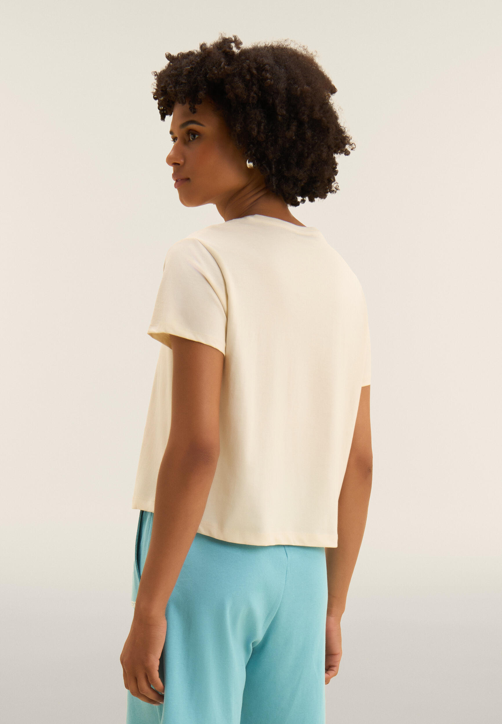 Cropped T-shirt met korte mouwen en klein FREDDY-logo 3/4