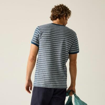 T-shirt Homme Regatta Rayé Bleu, Taille S, Col Rond, Manches Courtes, 100% Coton