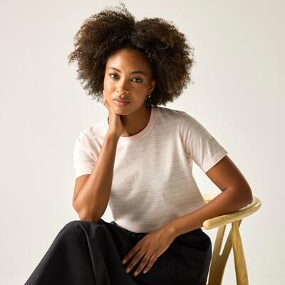 Dames bayletta t-shirt met korte mouwen en strepen