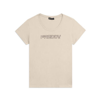 T-shirt Manica Corta con Logo FREDDY in Outline Glitter