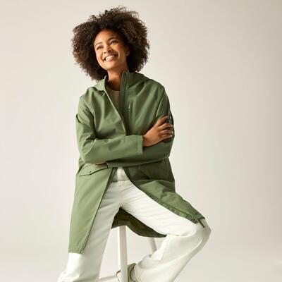 Levita Damen-Longline-Kapuzen-Regenjacke 6/7