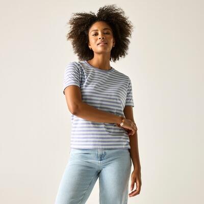 Dames bayletta t-shirt met korte mouwen en strepen