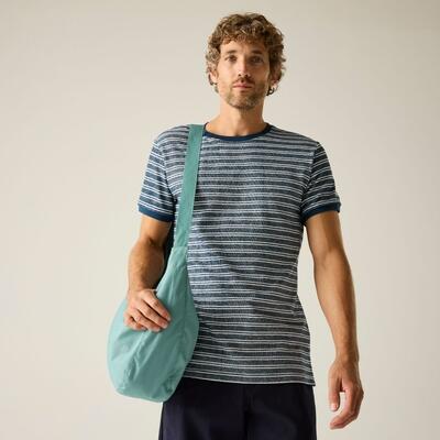 Heren benlin gestreept t-shirt met korte mouwen