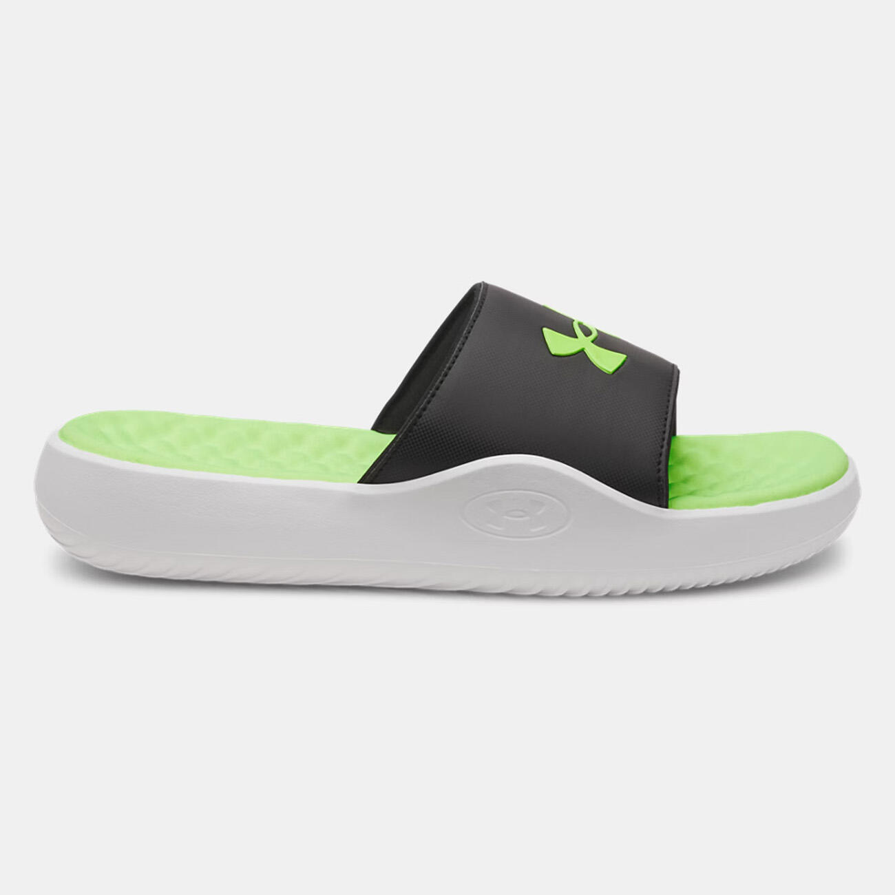 Claquette UA Ignite Pro 8 Fixed Strap Under Armour Noir, blanc et vert fluo 3/5