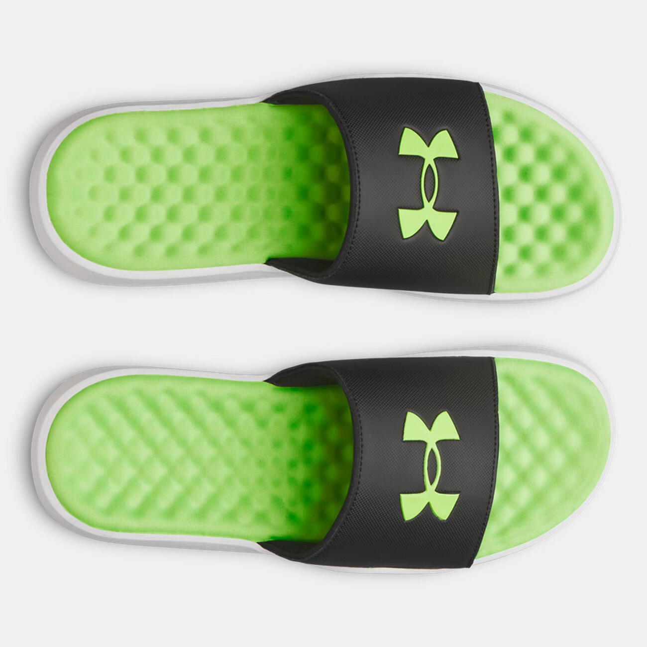 Claquette UA Ignite Pro 8 Fixed Strap Under Armour Noir, blanc et vert fluo 2/5