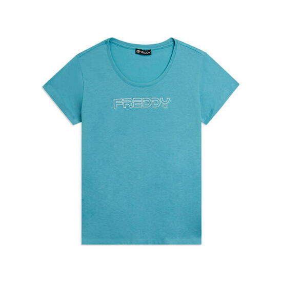 T-shirt Manica Corta con Logo FREDDY in Outline Glitter
