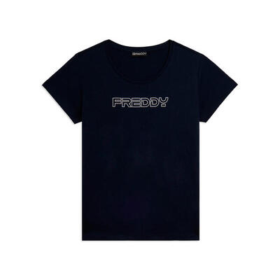 T-shirt Manica Corta con Logo FREDDY in Outline Glitter